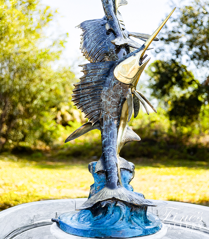 Bronze Fountains  - A Trio Of Sailfish In Bronze - BF-880